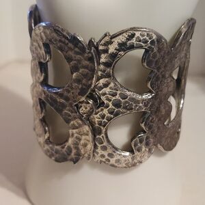 Zentall Hammered Metal Bangle Cuff Hinge Bracelet